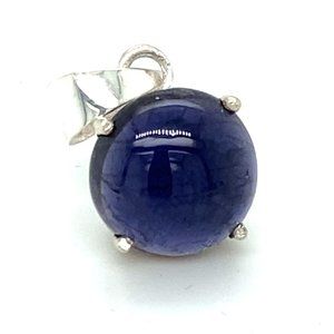 Iolite 3.65ct Platinum Solid 925 Silver Pendant
